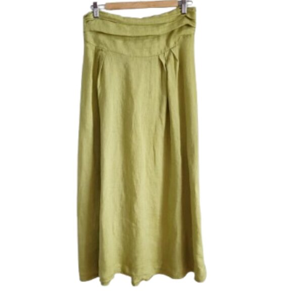 Femme Fatale green 100% linen skirt - Picture 2 of 16